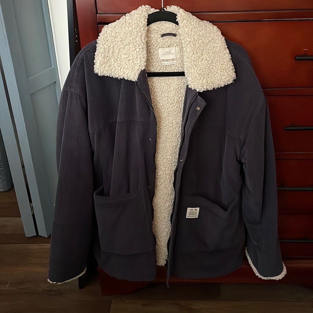 blue corduroy and sherpa urban outfitters jacket